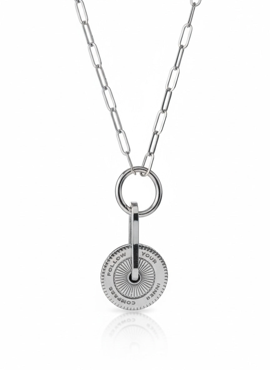 Compass Pendant Necklace in Sterling Silver