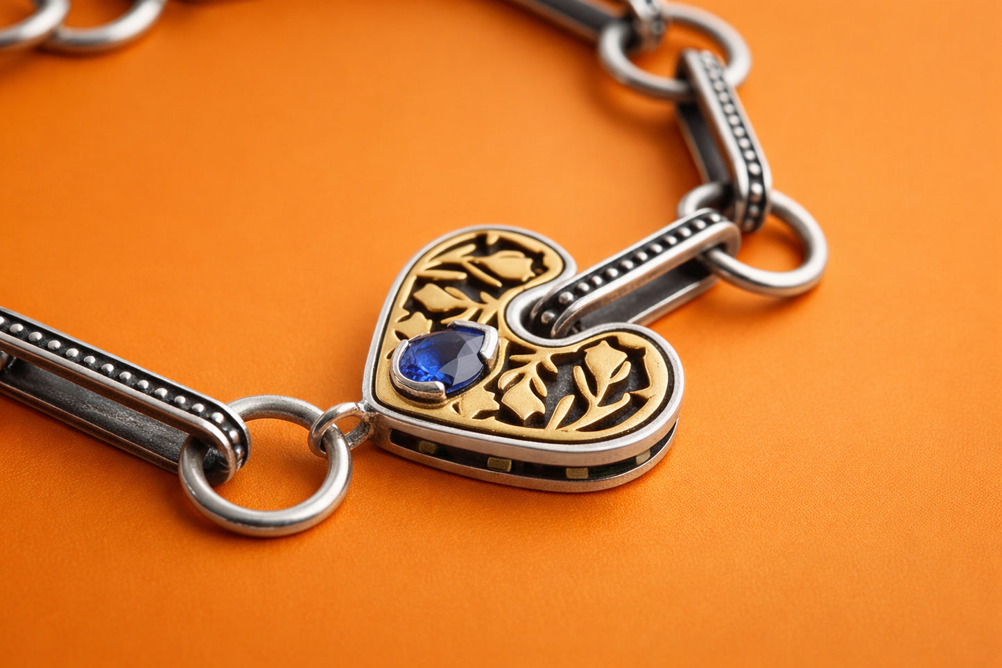 Ace of Heart Iolite Bracelet in Silver & 14k Gold
