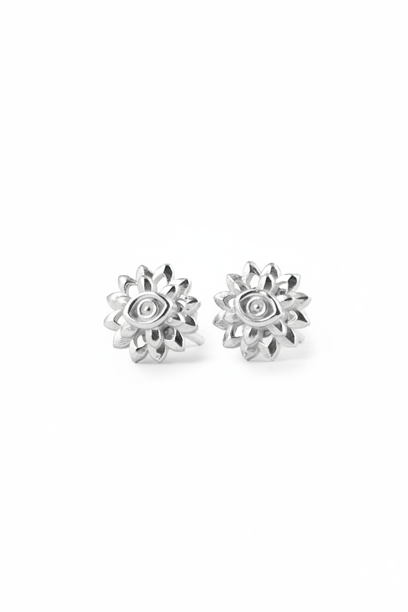Wheel of Time Stud Earrings in Sterling Silver