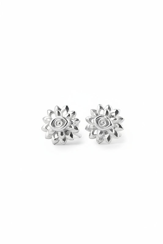 Wheel of Time Stud Earrings in Sterling Silver