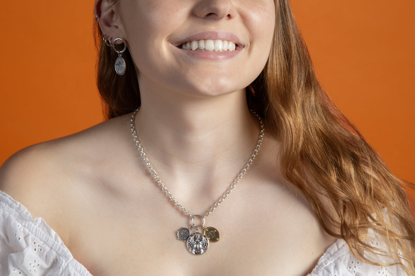 Scarab Talisman Necklace in Sterling Silver