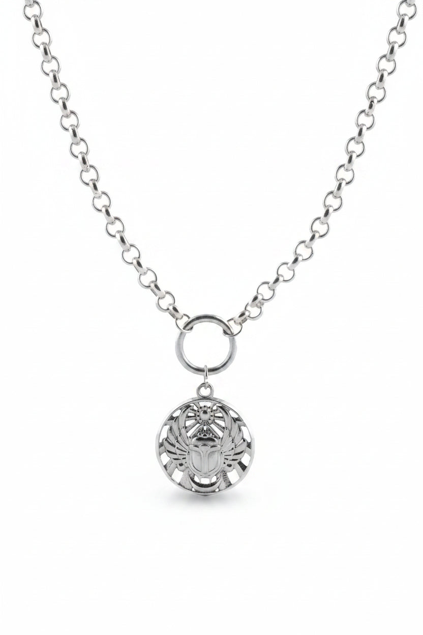 Scarab Talisman Necklace in Sterling Silver