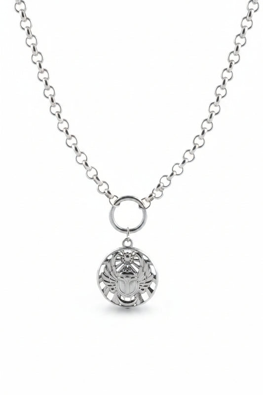 Scarab Talisman Necklace in Sterling Silver