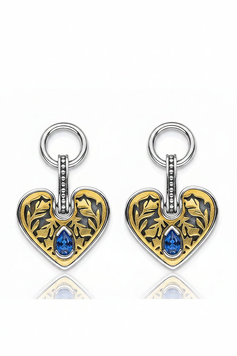 Ace of Heart Iolite Earrings in Silver & 14k Gold