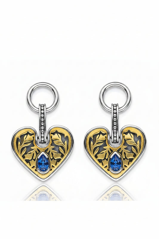 Ace of Heart Iolite Earrings in Silver & 14k Gold