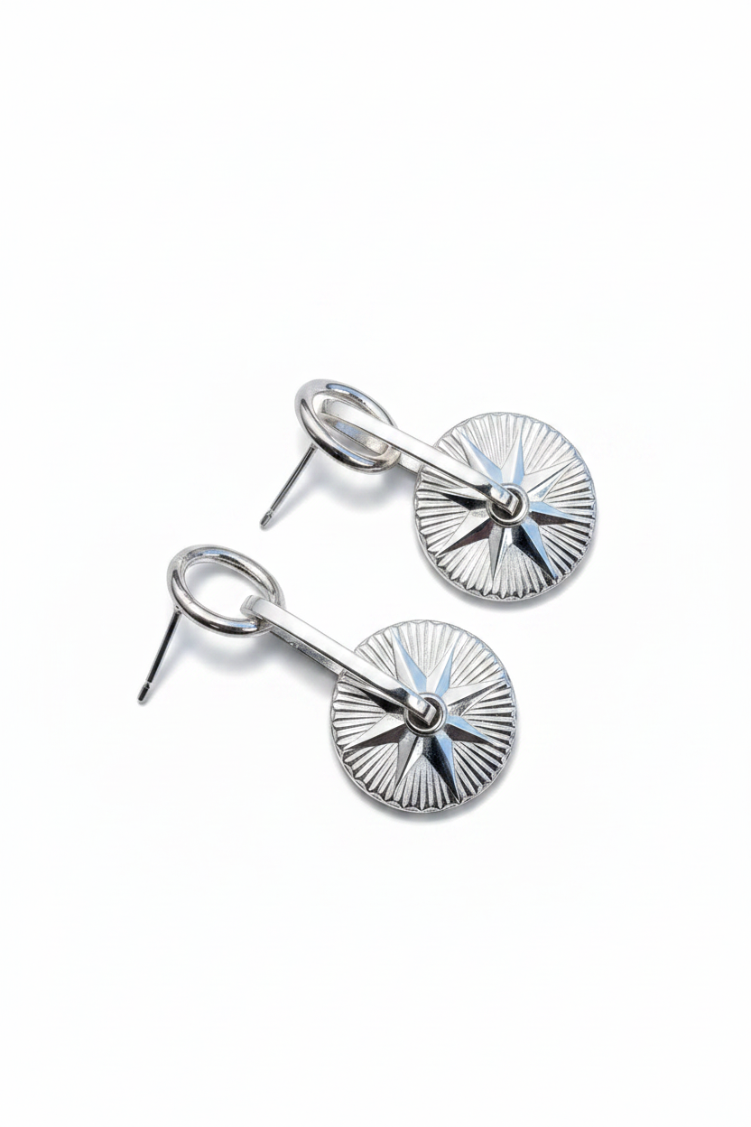 Compass Earrings in Sterling Silver