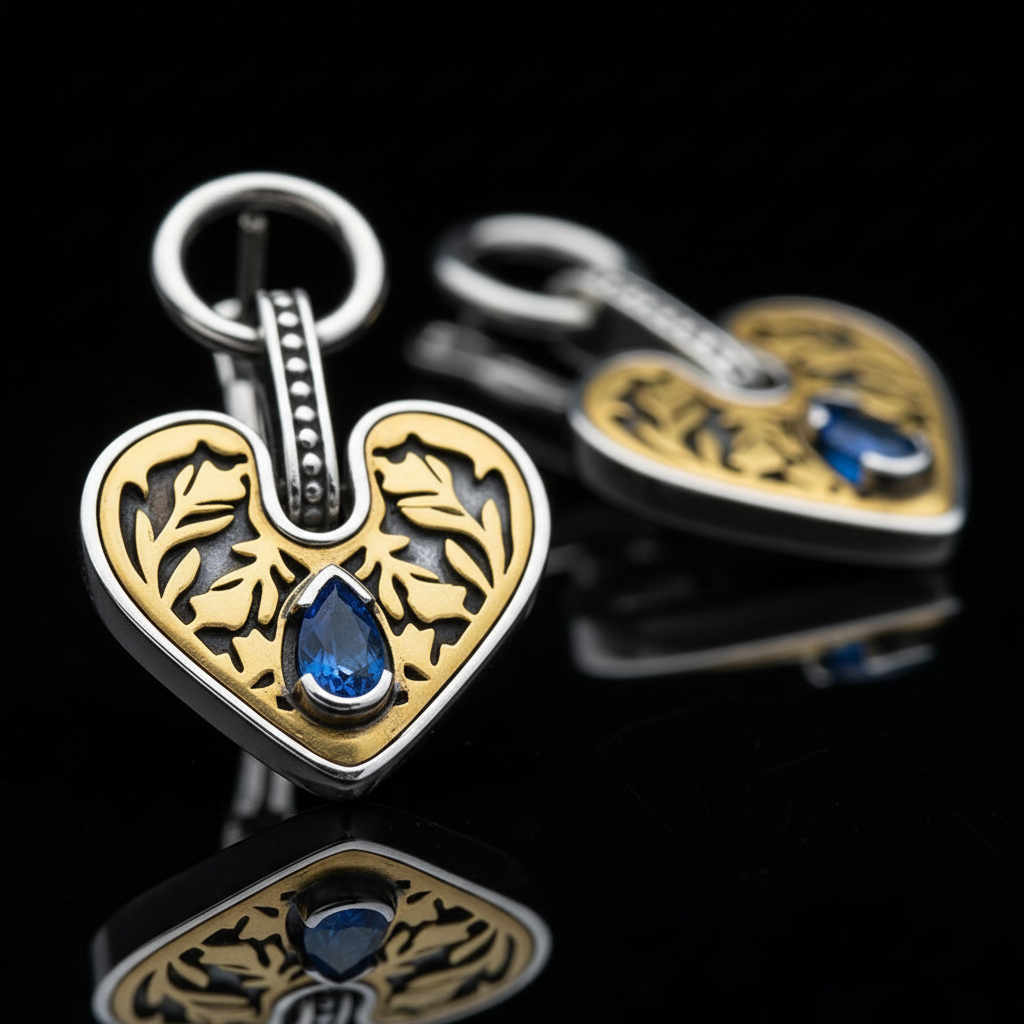 Ace of Heart Iolite Earrings in Silver & 14k Gold