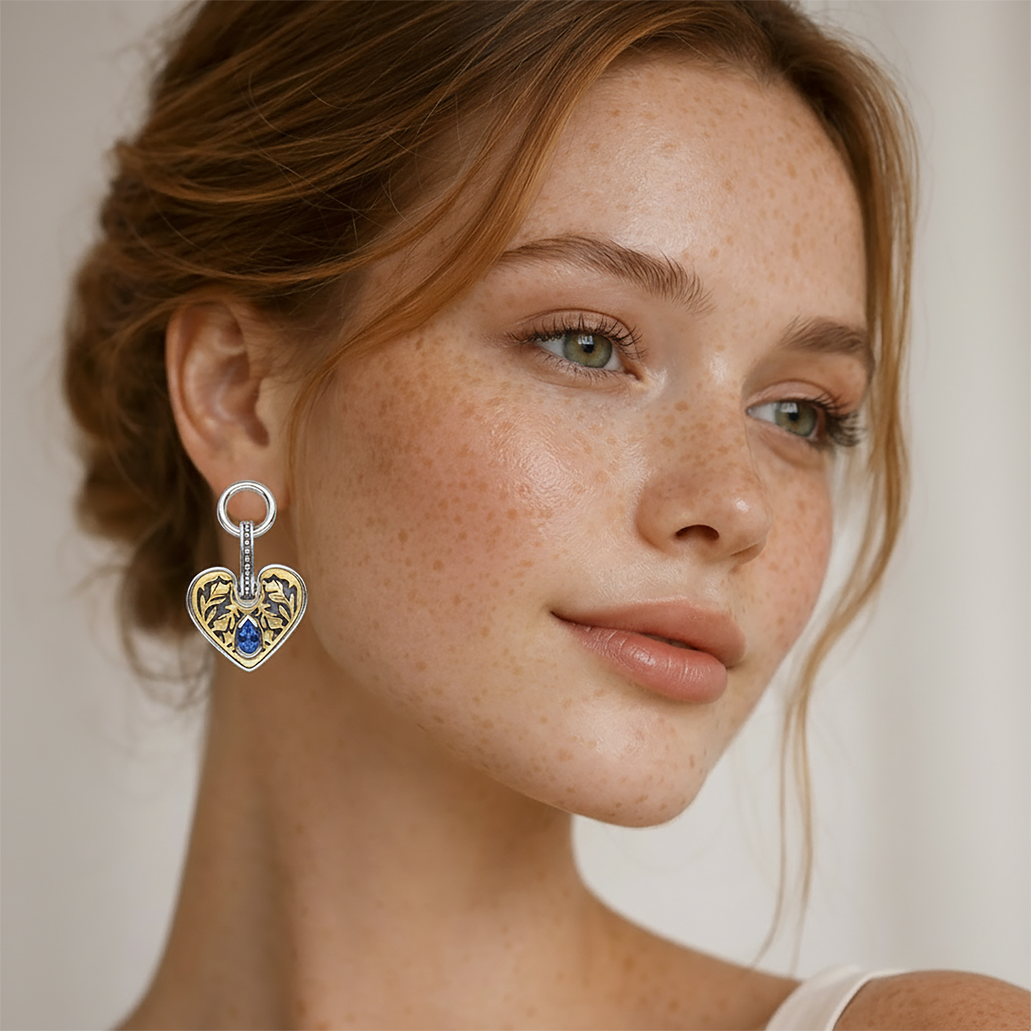Ace of Heart Iolite Earrings in Silver & 14k Gold