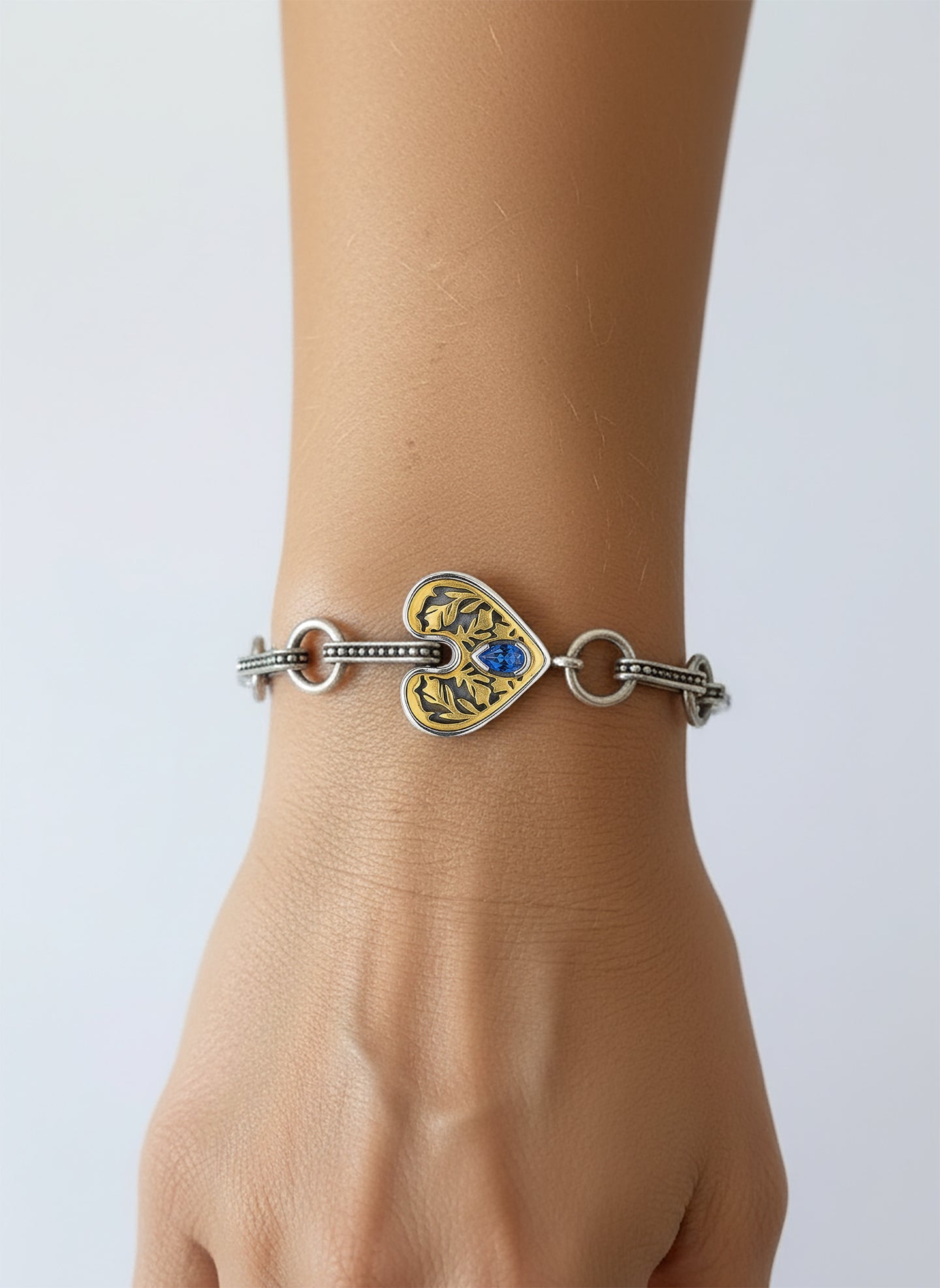 Ace of Heart Iolite Bracelet in Silver & 14k Gold