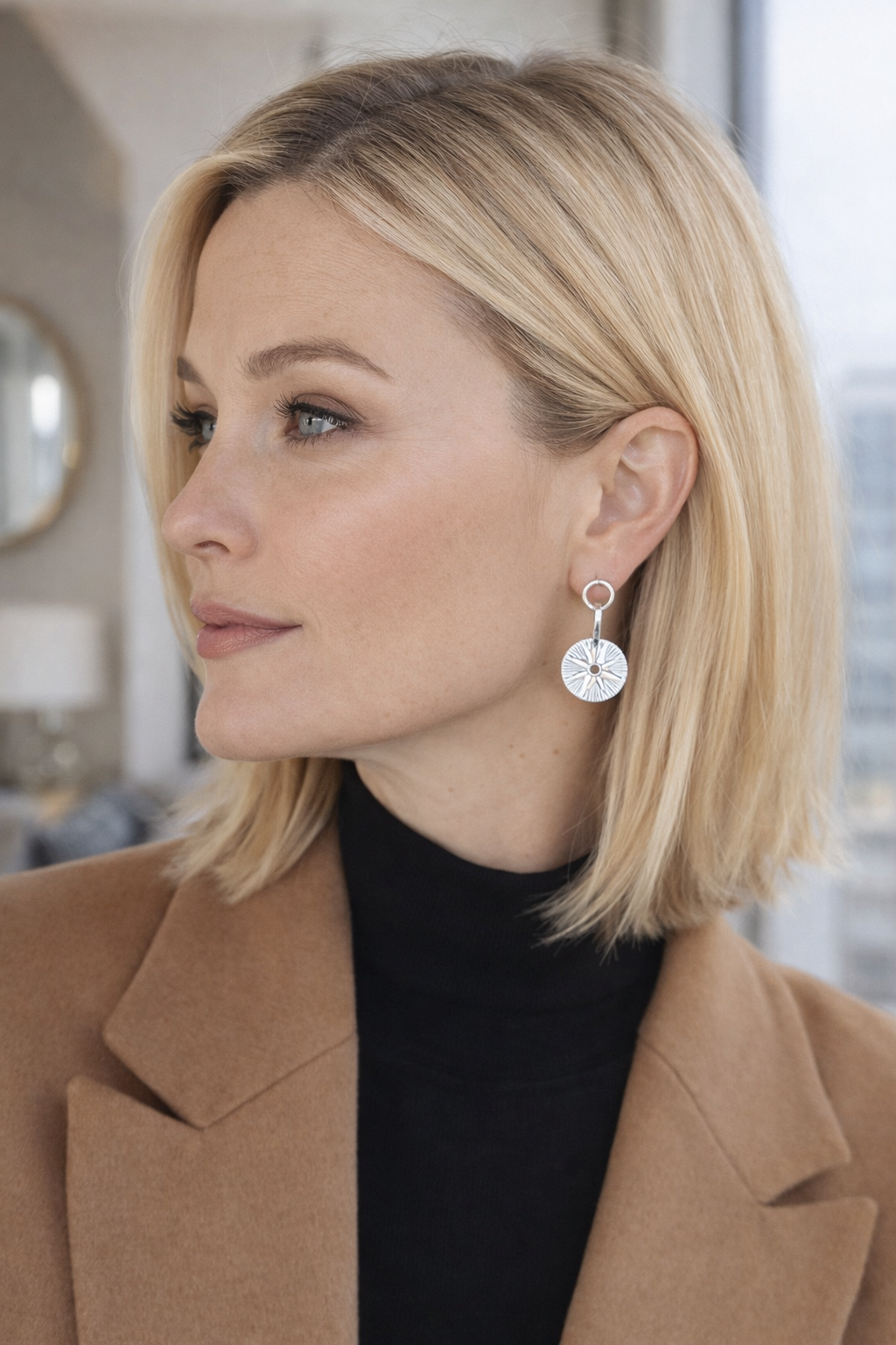 Compass Earrings in Sterling Silver