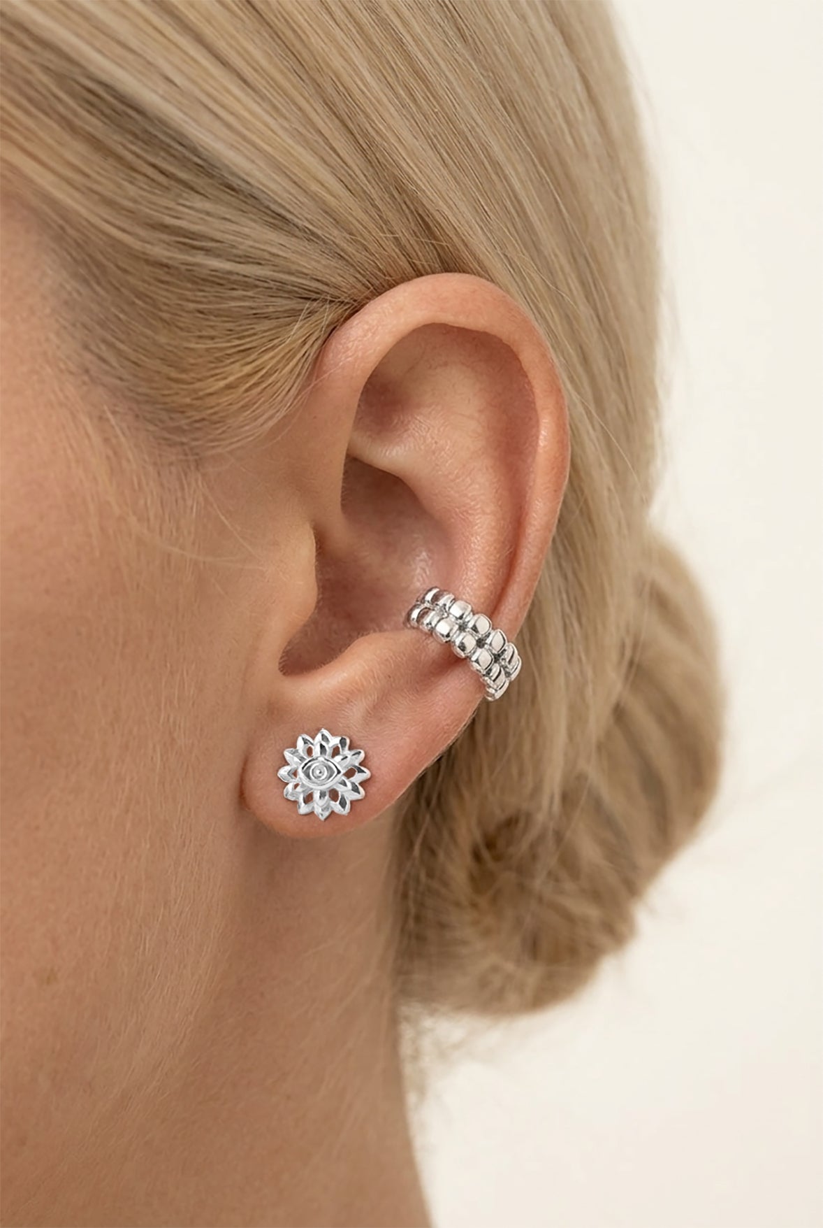 Wheel of Time Stud Earrings in Sterling Silver